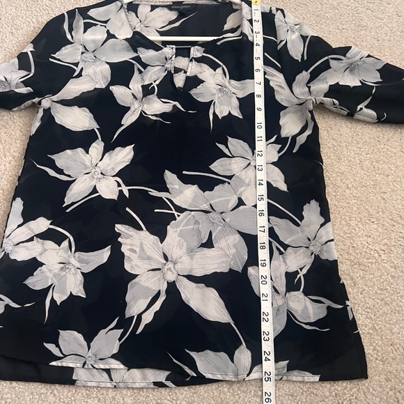 Banana Republic Floral Print Black Long Sleeve Blouse Top XS - Picture 8 of 10